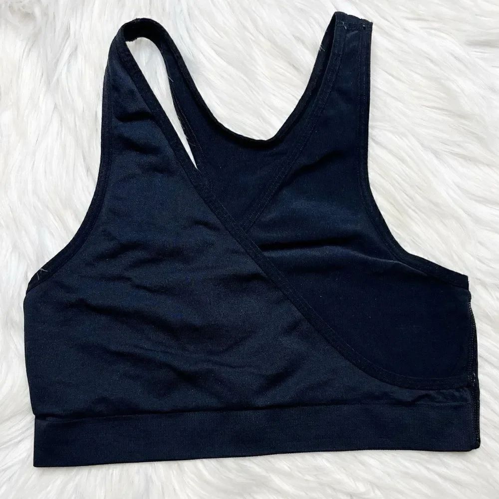 Basics Full Back Athletic Criss Cross sports Bra Black Size Medium